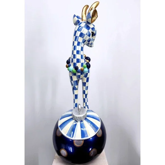 Mackenzie-Childs Royal Check Deary Deer on Ornament - Gold Antlers Holiday 16" - Picture 14 of 16